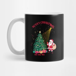 Christmas tree with santa HO HO HO Mug